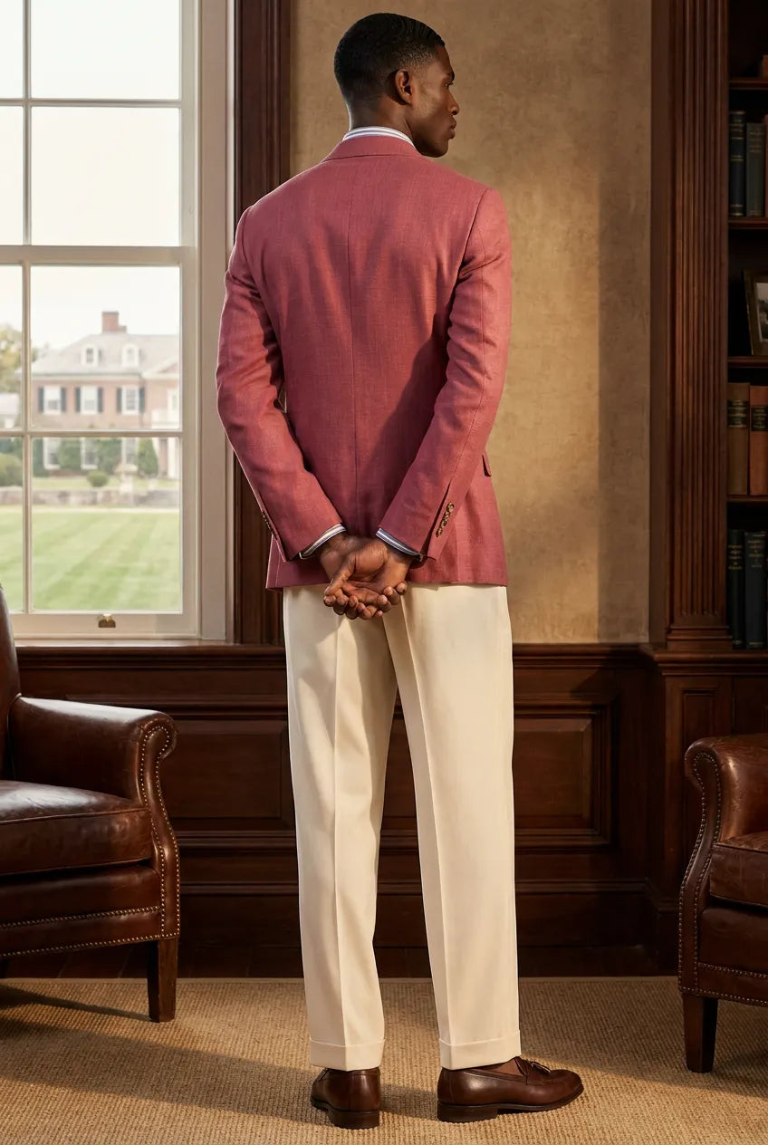 Rosewood Echelon - Rosewood Pink Double-Breasted Crest-Button Blazer
