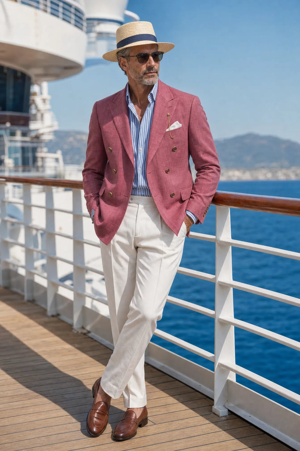 Rosewood Echelon - Rosewood Pink Double-Breasted Crest-Button Blazer