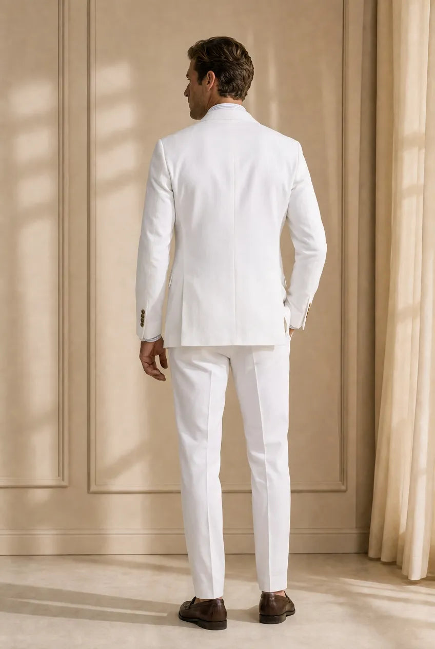 Alabaster Echelon - White Double-Breasted Crest-Button Blazer