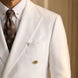 Alabaster Echelon - White Double-Breasted Crest-Button Blazer