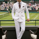 Alabaster Echelon - White Double-Breasted Crest-Button Blazer