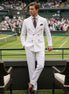 Alabaster Echelon - White Double-Breasted Crest-Button Blazer