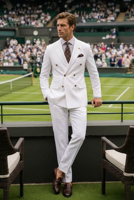 Alabaster Echelon - White Double-Breasted Crest-Button Blazer