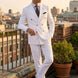 Alabaster Echelon - White Double-Breasted Crest-Button Blazer