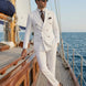 Alabaster Echelon - White Double-Breasted Crest-Button Blazer