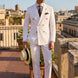 Alabaster Echelon - White Double-Breasted Crest-Button Blazer