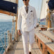 Alabaster Echelon - White Double-Breasted Crest-Button Blazer