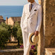 Alabaster Echelon - White Double-Breasted Crest-Button Blazer