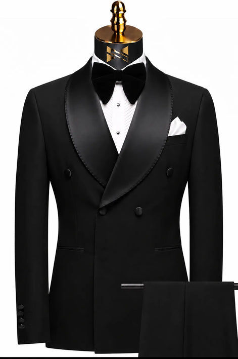 Vanta Poise - Black Double-Breasted Shawl Collar Tuxedo