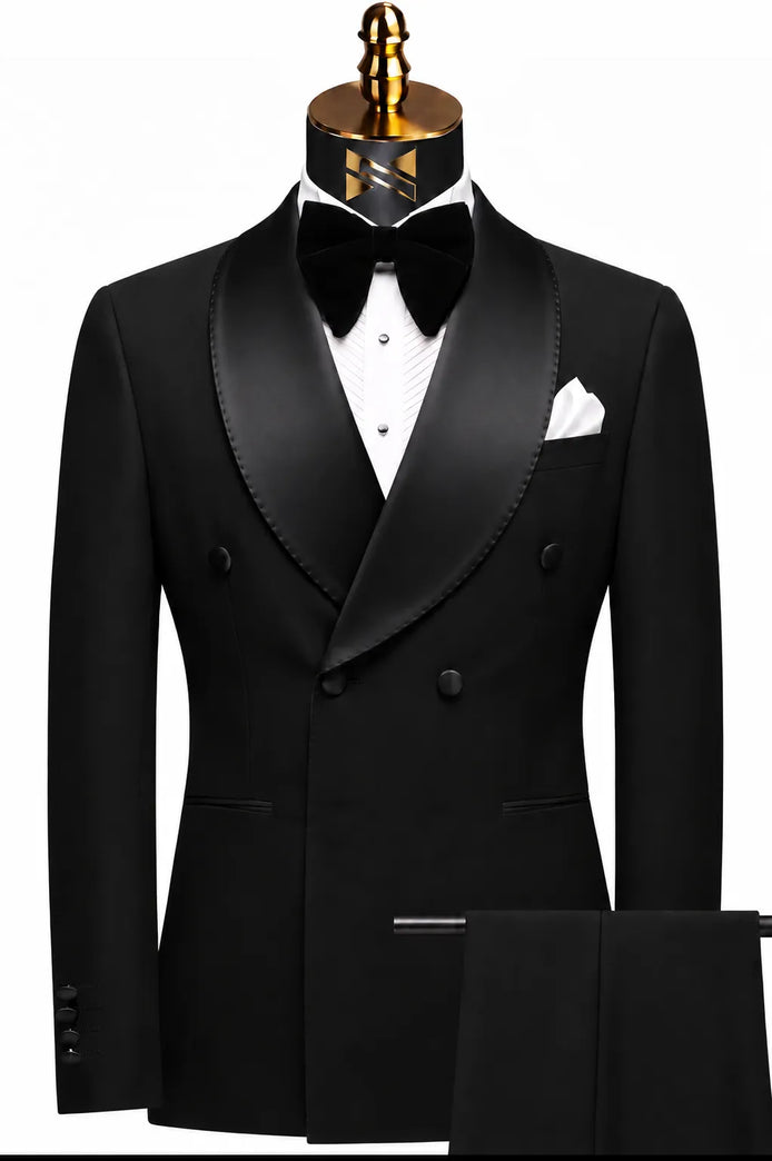 Vanta Poise - Black Double-Breasted Shawl Collar Tuxedo