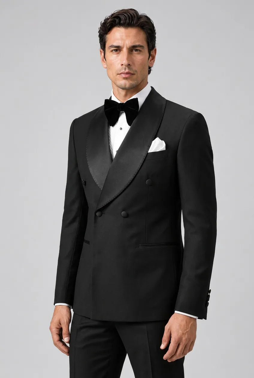 Vanta Poise - Black Double-Breasted Shawl Collar Tuxedo