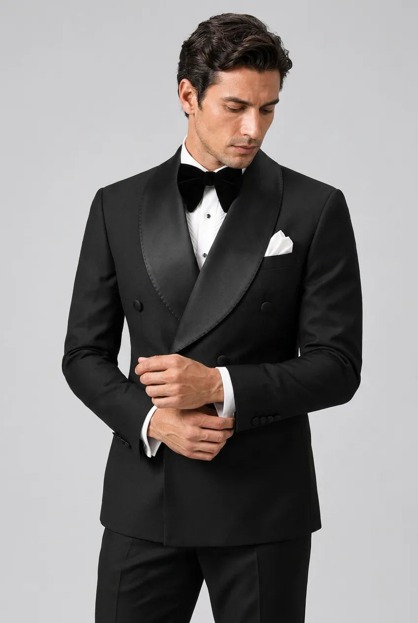 Vanta Poise - Black Double-Breasted Shawl Collar Tuxedo