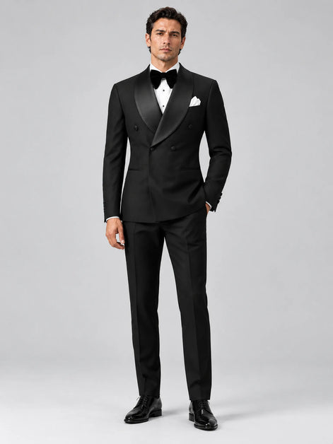 Vanta Poise - Black Double-Breasted Shawl Collar Tuxedo