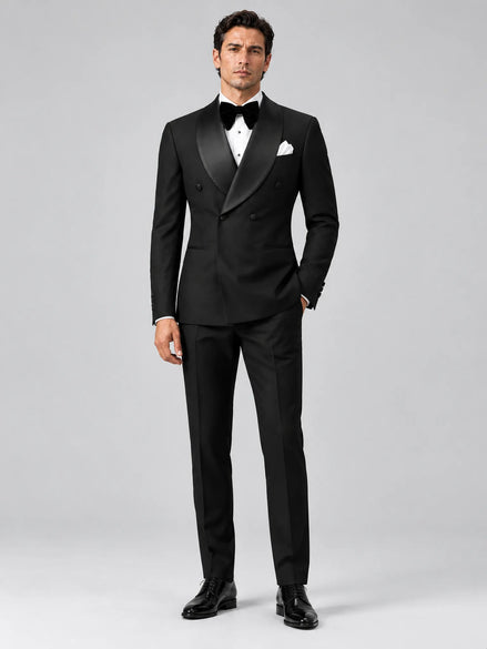 Vanta Poise - Black Double-Breasted Shawl Collar Tuxedo