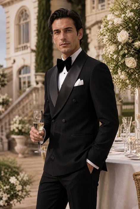 Vanta Poise - Black Double-Breasted Shawl Collar Tuxedo
