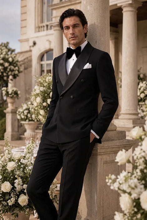 Vanta Poise - Black Double-Breasted Shawl Collar Tuxedo