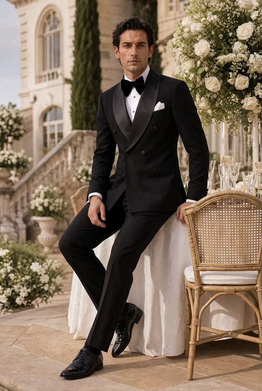Vanta Poise - Black Double-Breasted Shawl Collar Tuxedo
