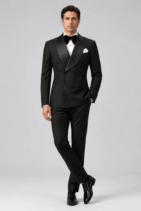 Vanta Poise - Black Double-Breasted Shawl Collar Tuxedo
