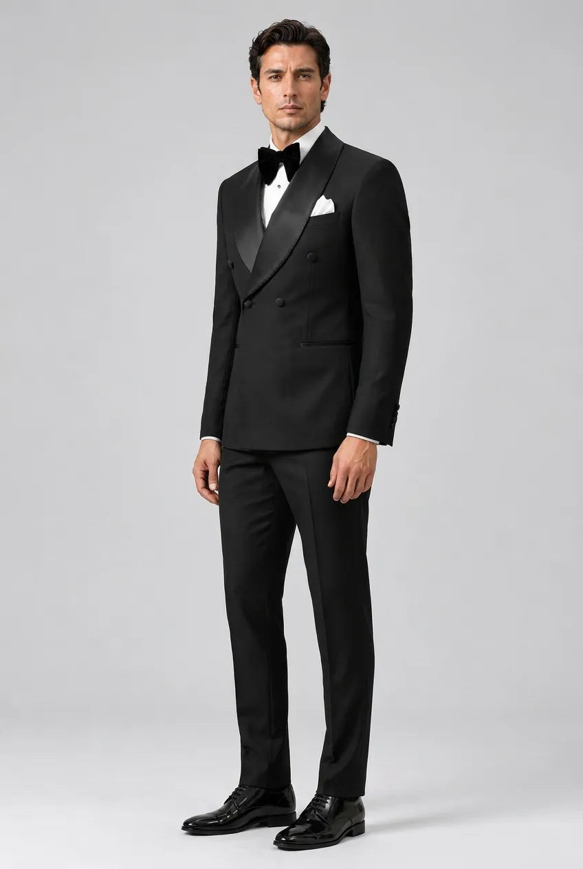 Vanta Poise - Black Double-Breasted Shawl Collar Tuxedo