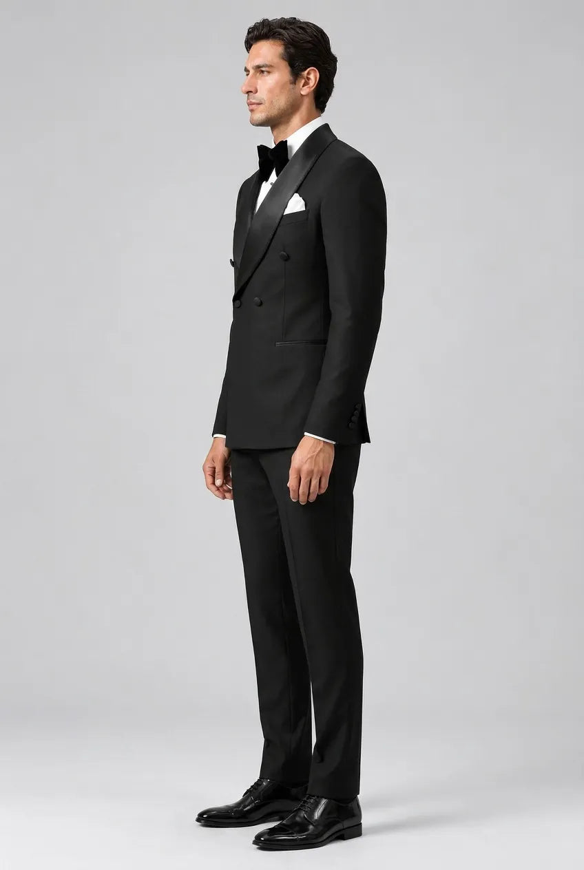Vanta Poise - Black Double-Breasted Shawl Collar Tuxedo