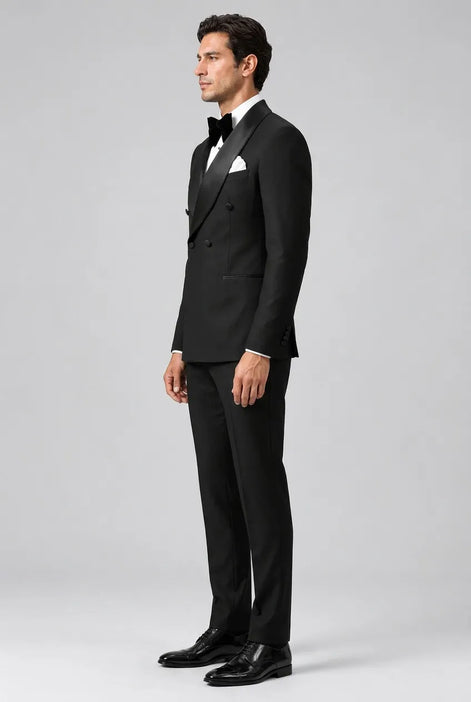 Vanta Poise - Black Double-Breasted Shawl Collar Tuxedo