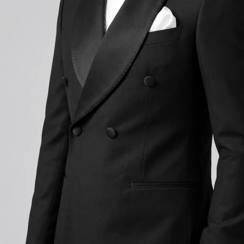 Vanta Poise - Black Double-Breasted Shawl Collar Tuxedo