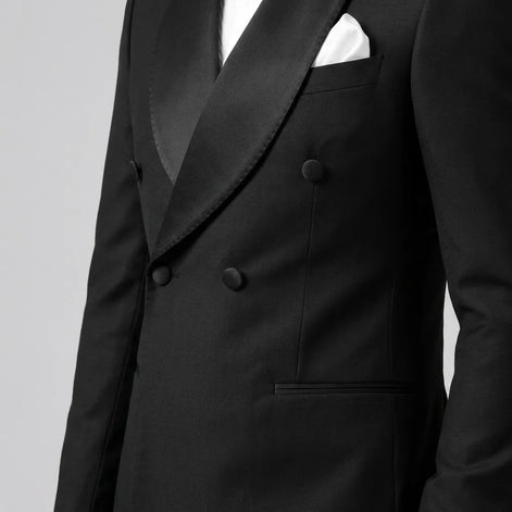 Vanta Poise - Black Double-Breasted Shawl Collar Tuxedo