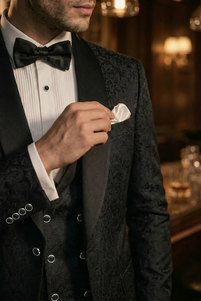 Onyx Opus - Black Jacquard 3-Piece Tuxedo