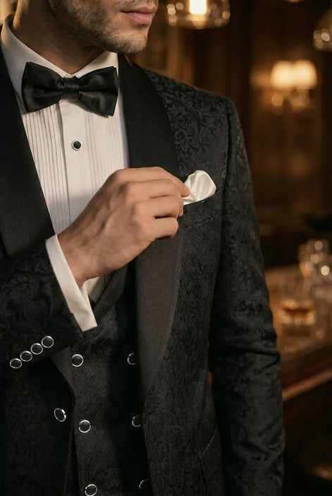 Onyx Opus - Black Jacquard 3-Piece Tuxedo