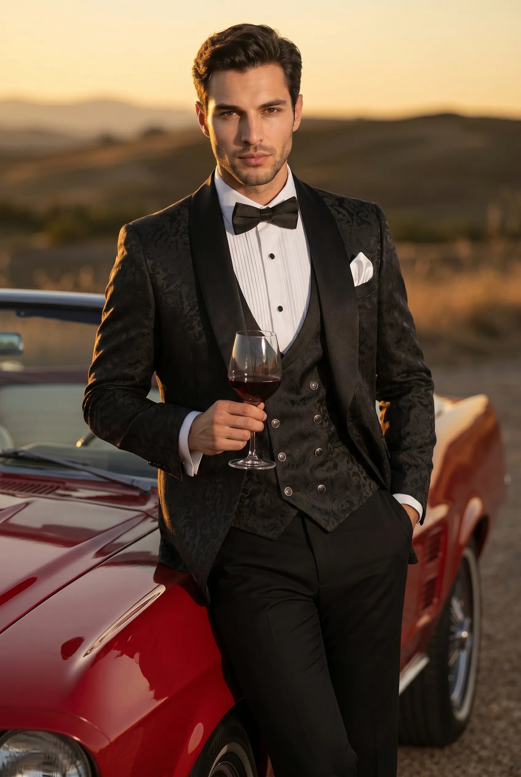 Onyx Opus - Black Jacquard 3-Piece Tuxedo