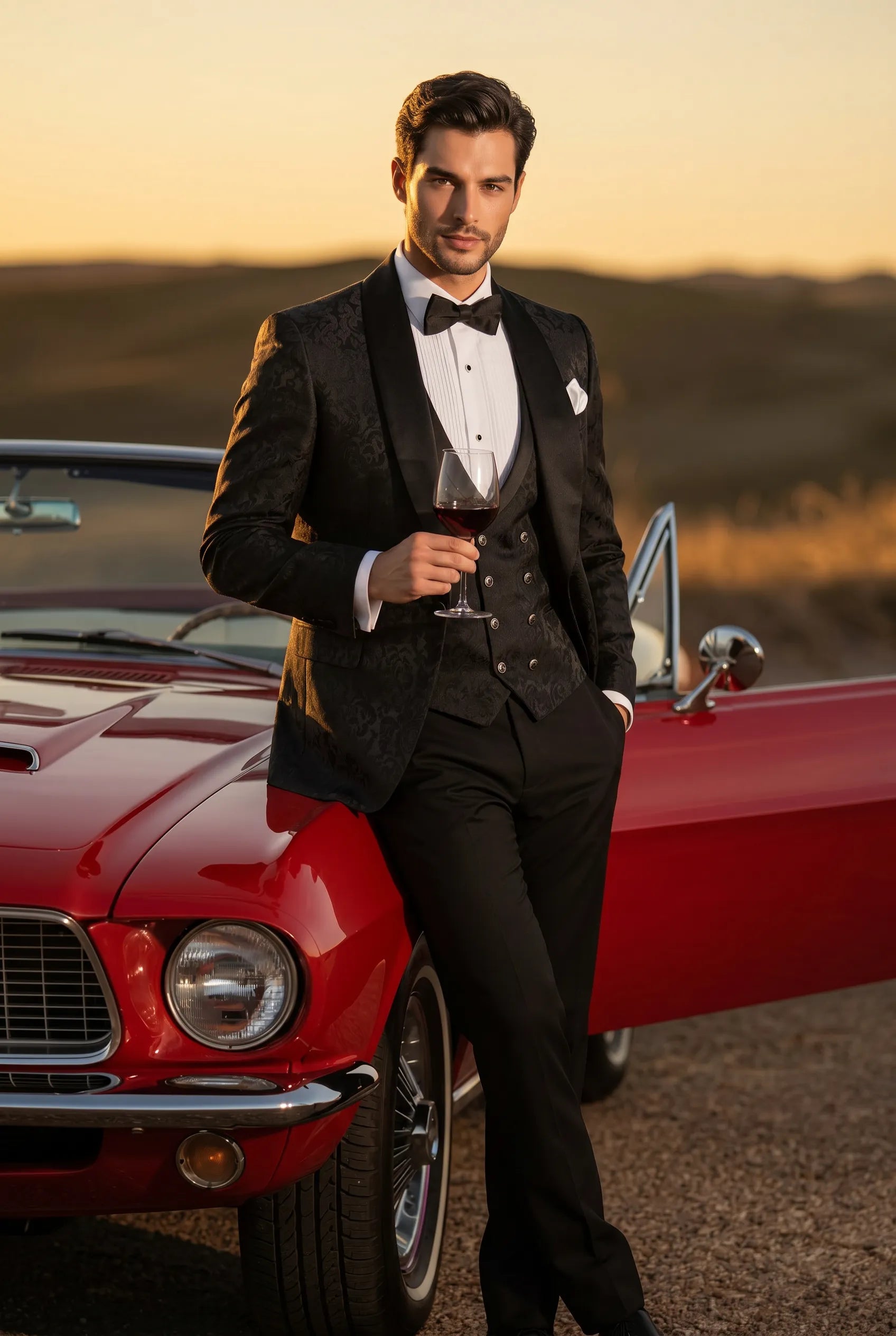 Onyx Opus - Black Jacquard 3-Piece Tuxedo