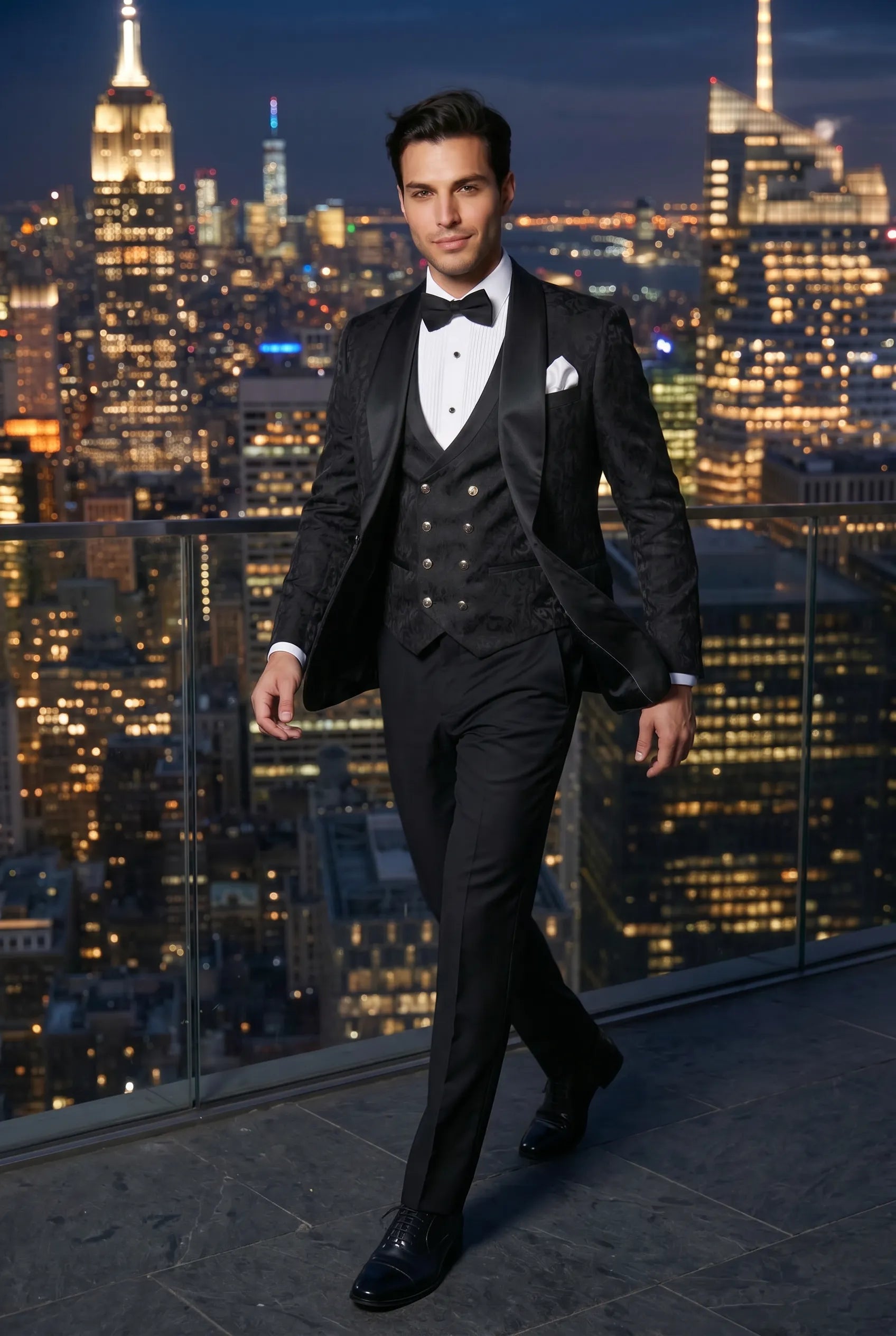 Onyx Opus - Black Jacquard 3-Piece Tuxedo