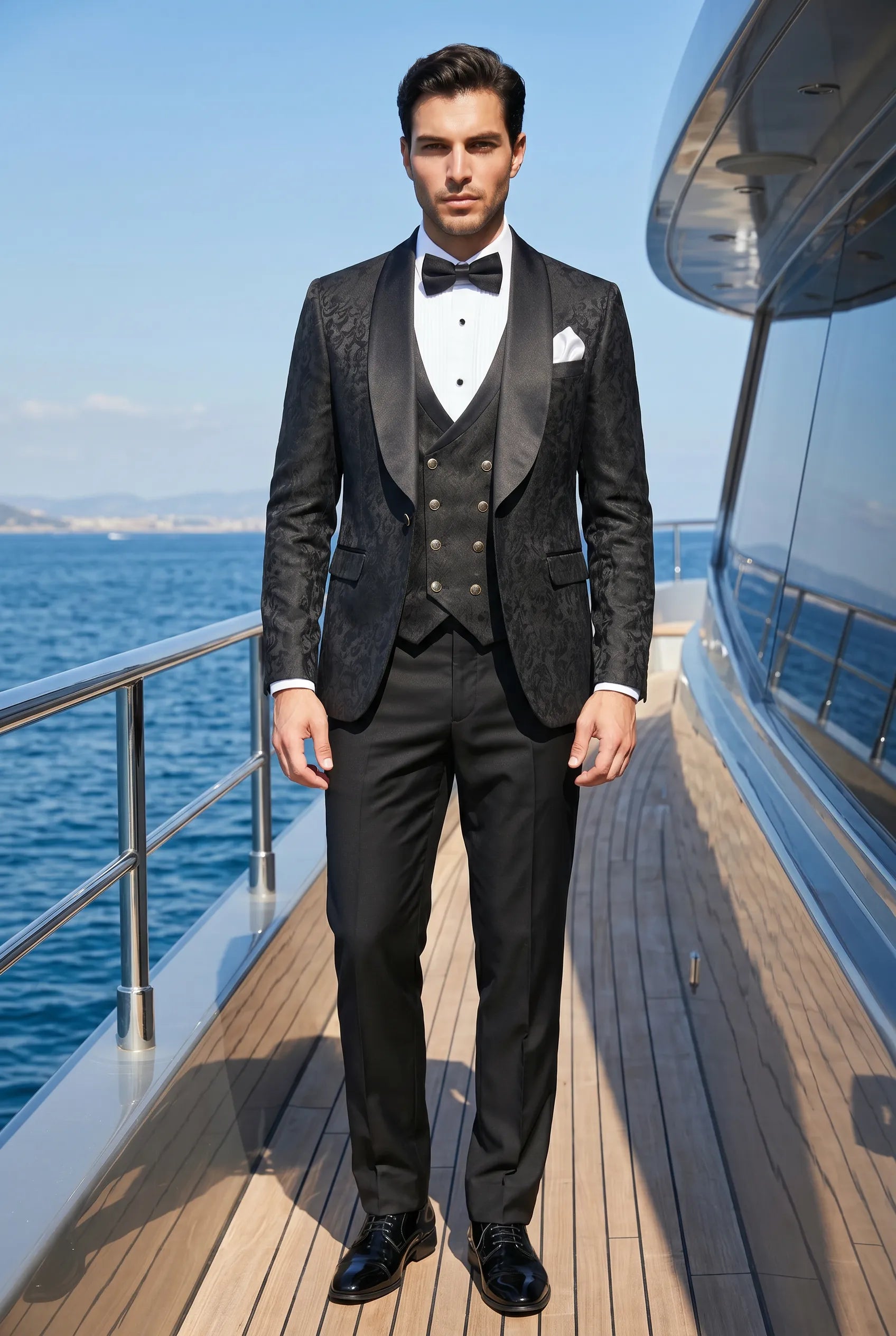 Onyx Opus - Black Jacquard 3-Piece Tuxedo