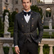 Carbon Majesty - Black Paisley Mandarin 3-Piece Tuxedo