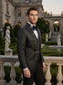 Carbon Majesty - Black Paisley Mandarin 3-Piece Tuxedo