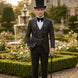 Carbon Majesty - Black Paisley Mandarin 3-Piece Tuxedo