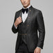 Carbon Majesty - Black Paisley Mandarin 3-Piece Tuxedo