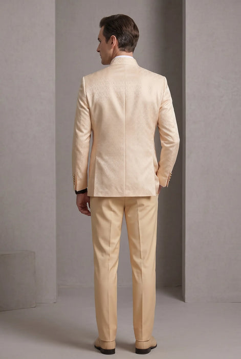 Amber Mirage - Champagne Paisley Jacquard 3-Piece Tuxedo