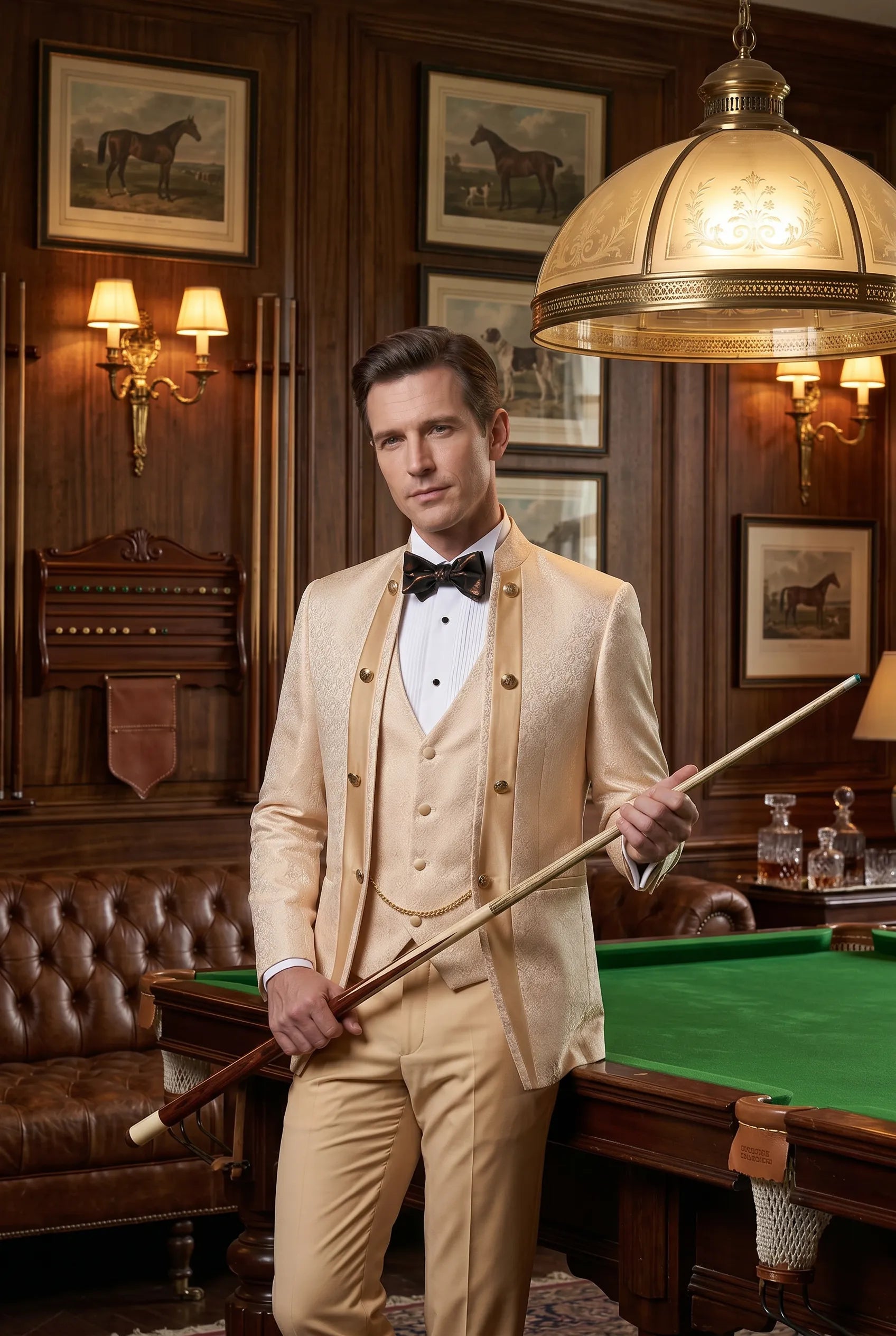 Amber Mirage - Champagne Paisley Jacquard 3-Piece Tuxedo