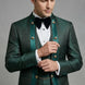 Jade Majesty - Emerald Green Paisley Mandarin 3-Piece Tuxedo