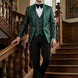Jade Majesty - Emerald Green Paisley Mandarin 3-Piece Tuxedo