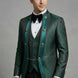 Jade Majesty - Emerald Green Paisley Mandarin 3-Piece Tuxedo