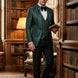 Jade Majesty - Emerald Green Paisley Mandarin 3-Piece Tuxedo