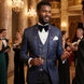 Indigo Majesty - Navy Blue Paisley Mandarin 3-Piece Tuxedo