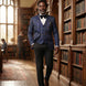 Indigo Majesty - Navy Blue Paisley Mandarin 3-Piece Tuxedo