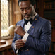 Indigo Majesty - Navy Blue Paisley Mandarin 3-Piece Tuxedo