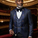 Indigo Majesty - Navy Blue Paisley Mandarin 3-Piece Tuxedo