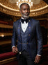 Indigo Majesty - Navy Blue Paisley Mandarin 3-Piece Tuxedo