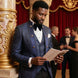 Indigo Majesty - Navy Blue Paisley Mandarin 3-Piece Tuxedo