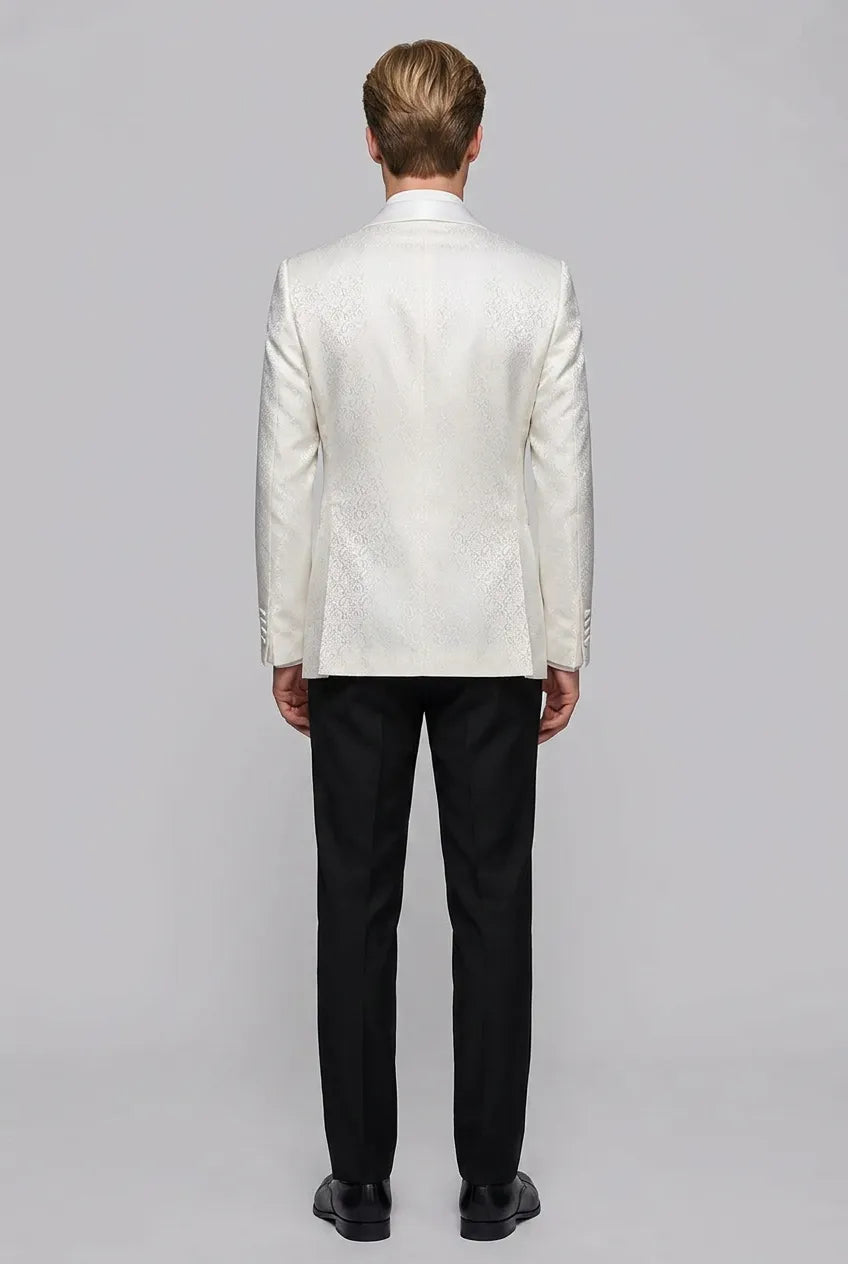 Linen Majesty - White Paisley Mandarin - product image 19 | Nevo Suit